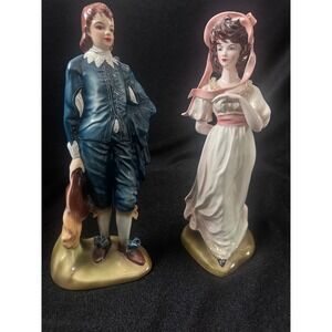 Florence Ceramics Blue Boy and Pinkie Figurines Set Pasadena California‎ Vintage